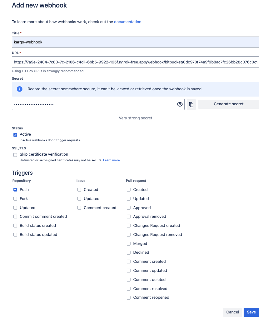 Add New Webhook Form Add New Webhook Form